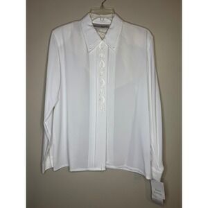 Claudia Richard White Blouse Embroidered Front Vintage Size 8